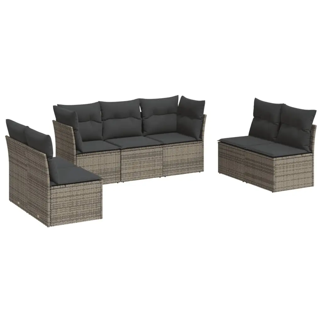 Garden Sofa Set 7 Piece Outdoor Furniture Modular Rattan Lounge with Cushions Grey