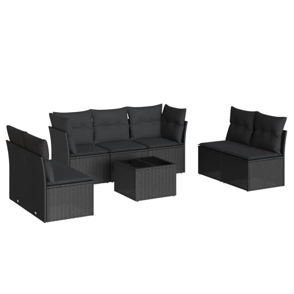 Outdoor Furniture Set 8 Piece Garden Sofa Storage Cushions Black Rattan