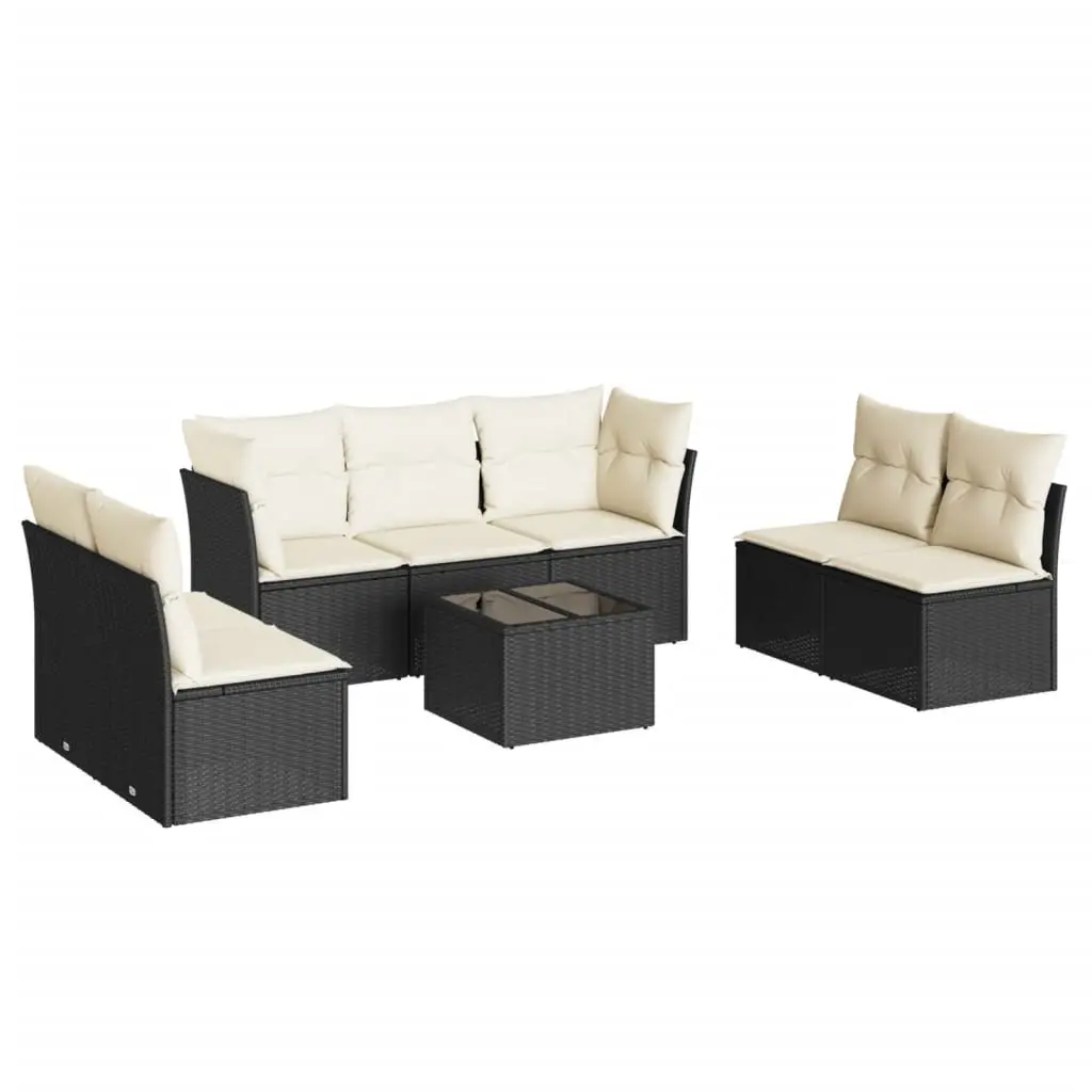 Garden Sofa Set 8 Piece Modular Outdoor Furniture Black Poly Rattan