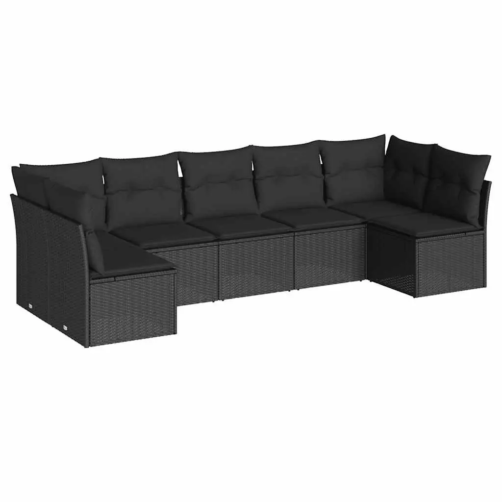 Garden Sofa Set 7 Piece Outdoor Furniture Patio Lounge Poly Rattan Black Modular
