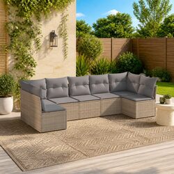 Practical Beige 7-Piece Garden Sofa Set for Comfort
