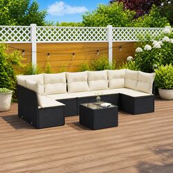 Reliable Outdoor Garden Sofa Set – 8 Pieces in Black