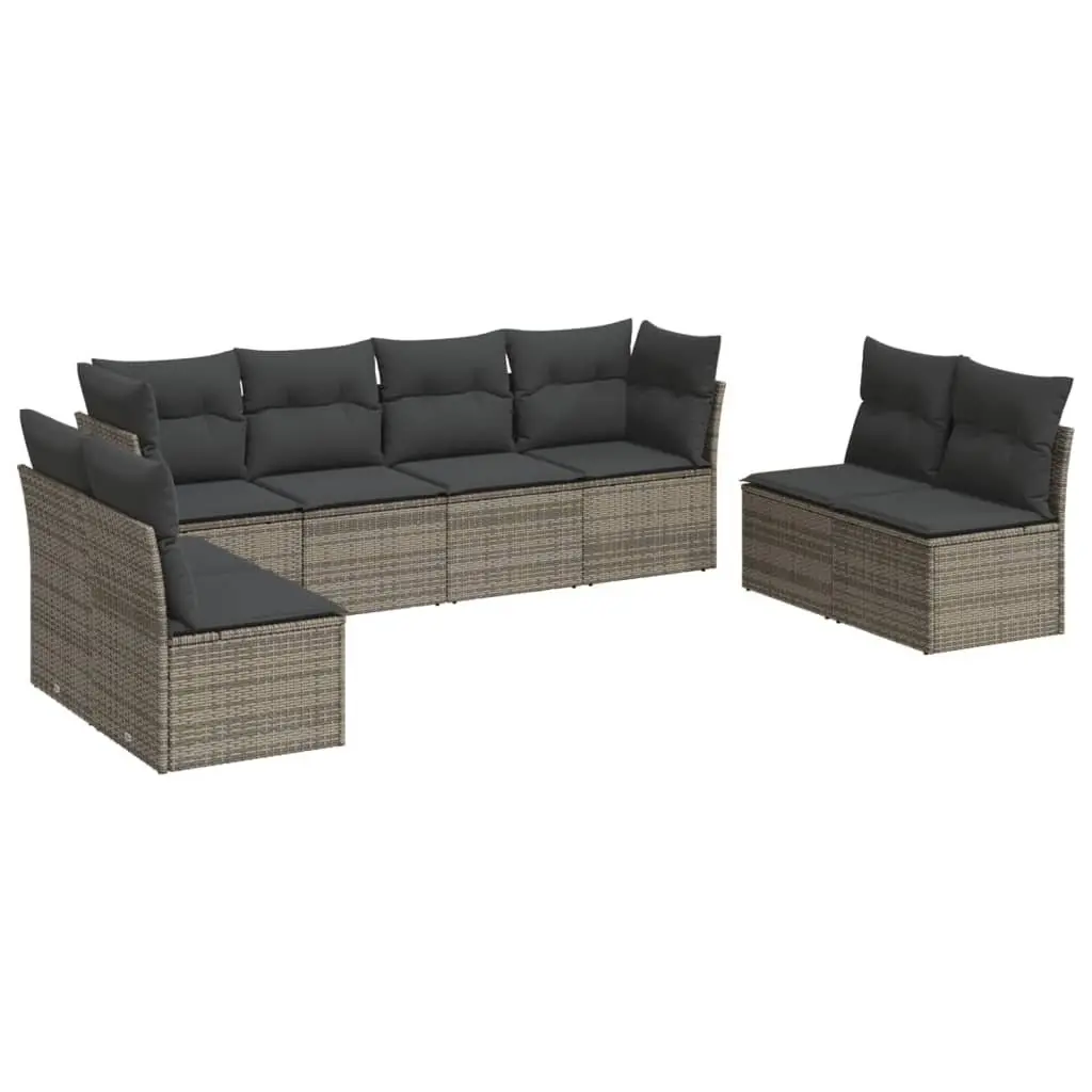 Garden Sofa Set 8 Piece Outdoor Furniture Grey Poly Rattan Patio Seating