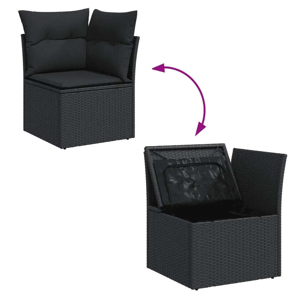 4 Piece Garden Sofa Set Black Poly Rattan Outdoor Furniture Patio Lounge Chairs