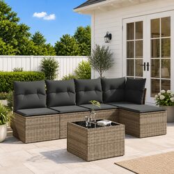 Comfortable Grey Poly Rattan Garden Sofa Set