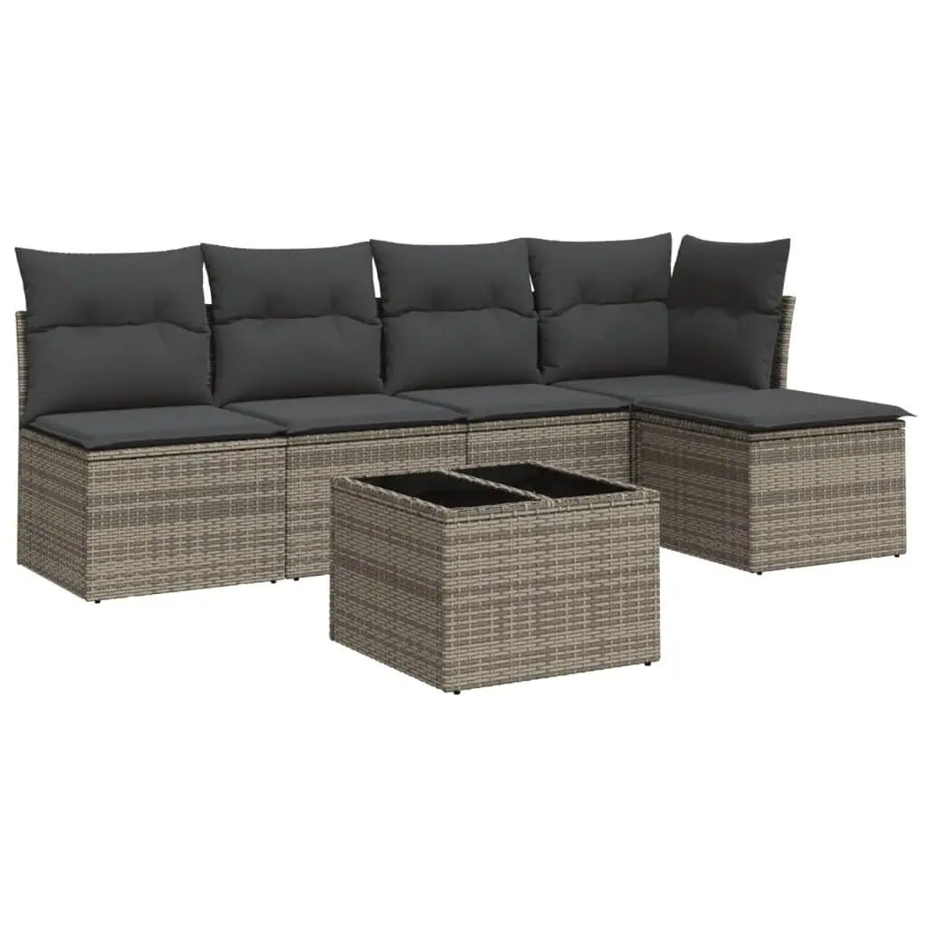 Grey Poly Rattan Garden Sofa Set