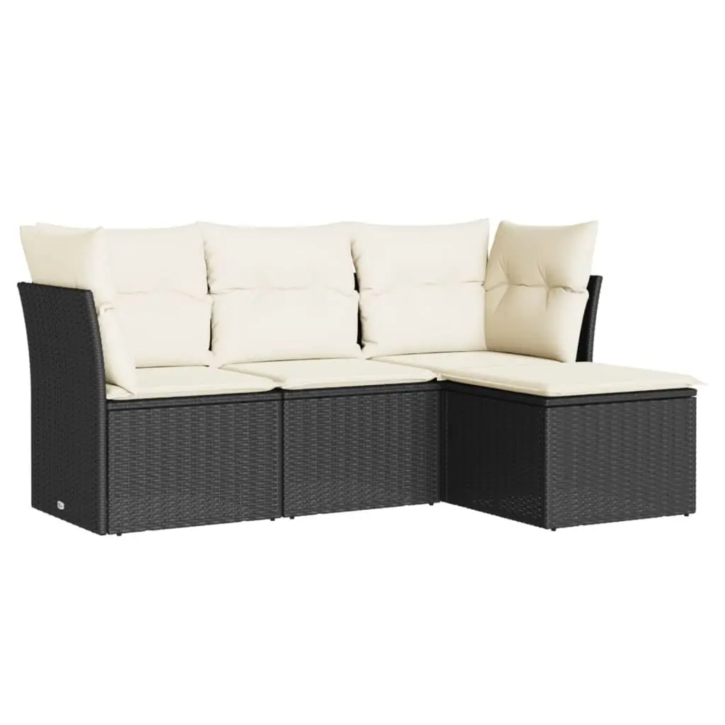Outdoor Garden Sofa Set 4 Piece Patio Furniture Black Modular Rattan Seating