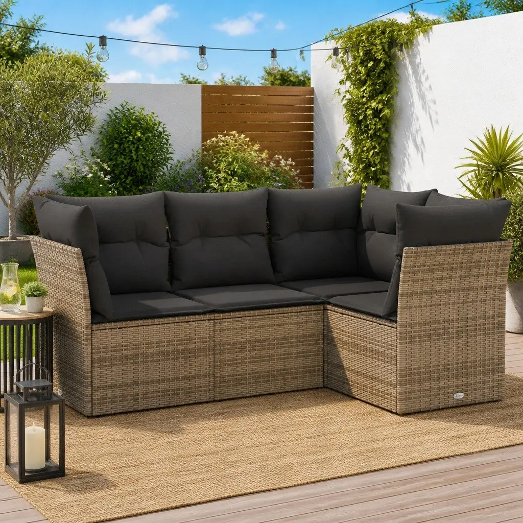 Garden Sofa Set Outdoor Furniture 4 Piece Modular Seating Grey