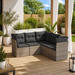 Practical 5-Piece Garden Sofa Set with Grey Rattan Finish