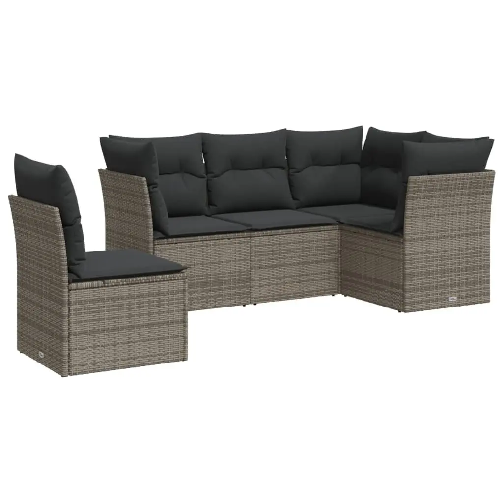 Garden Sofa Set 5 Piece Outdoor Furniture Patio Grey with Storage Cushions