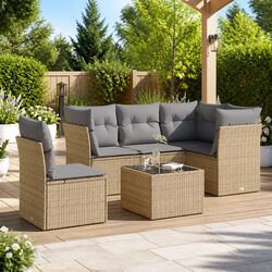 Comfortable Beige 6-Piece Garden Sofa Set for Outdoors