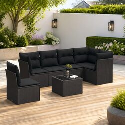 Comfortable 7 Piece Garden Sofa Set with Storage Features