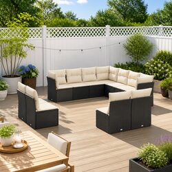 Value and Comfort: 11-Piece Black Garden Sofa Set