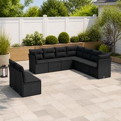 Value-Driven 9 Piece Black Outdoor Sofa Set