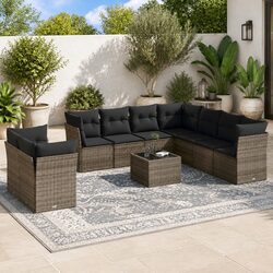 Value-Driven 10-Piece Grey Garden Sofa Set with Storage