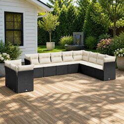Comfortable 10-Piece Outdoor Sofa Set with Storage