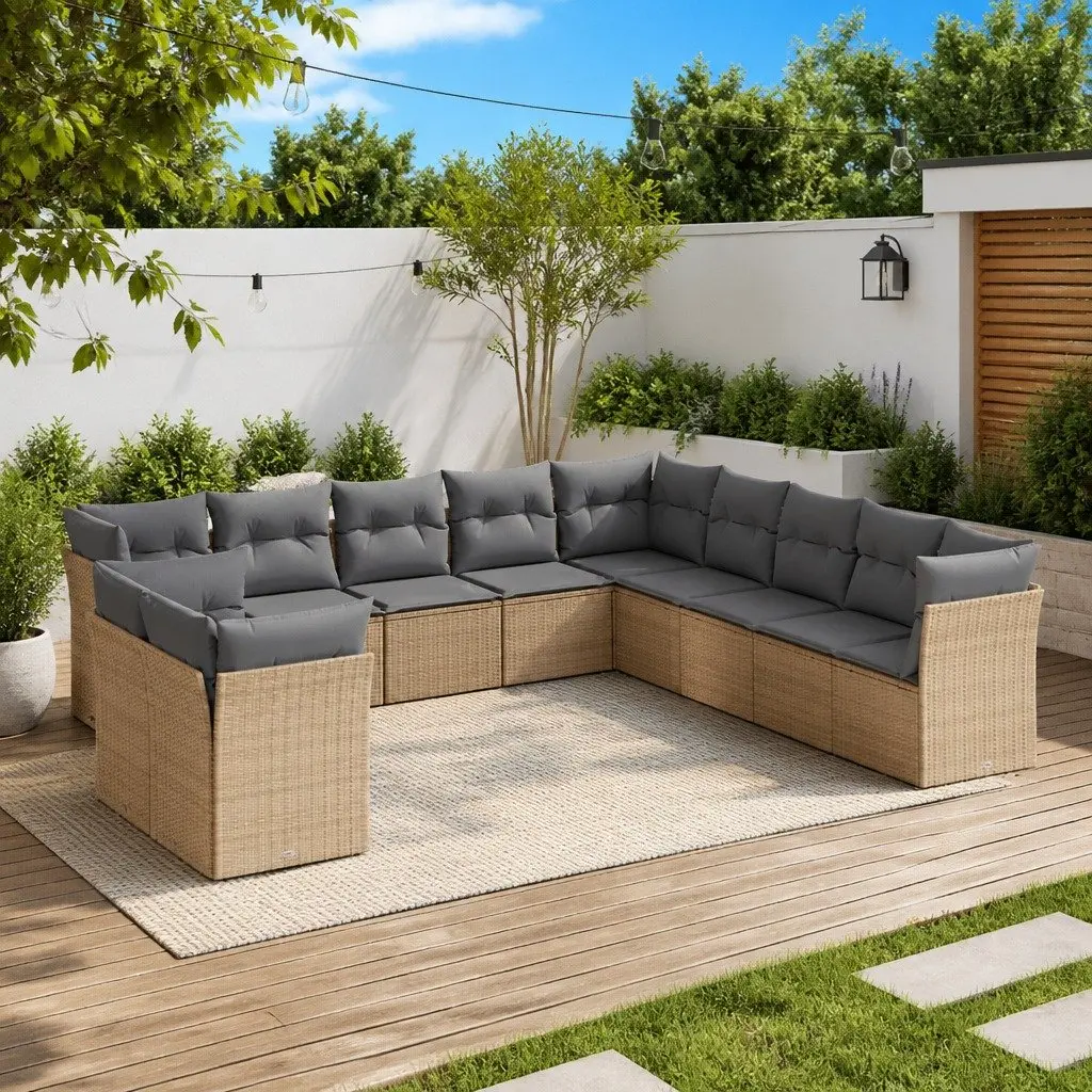 11-Piece Beige Garden Sofa Set