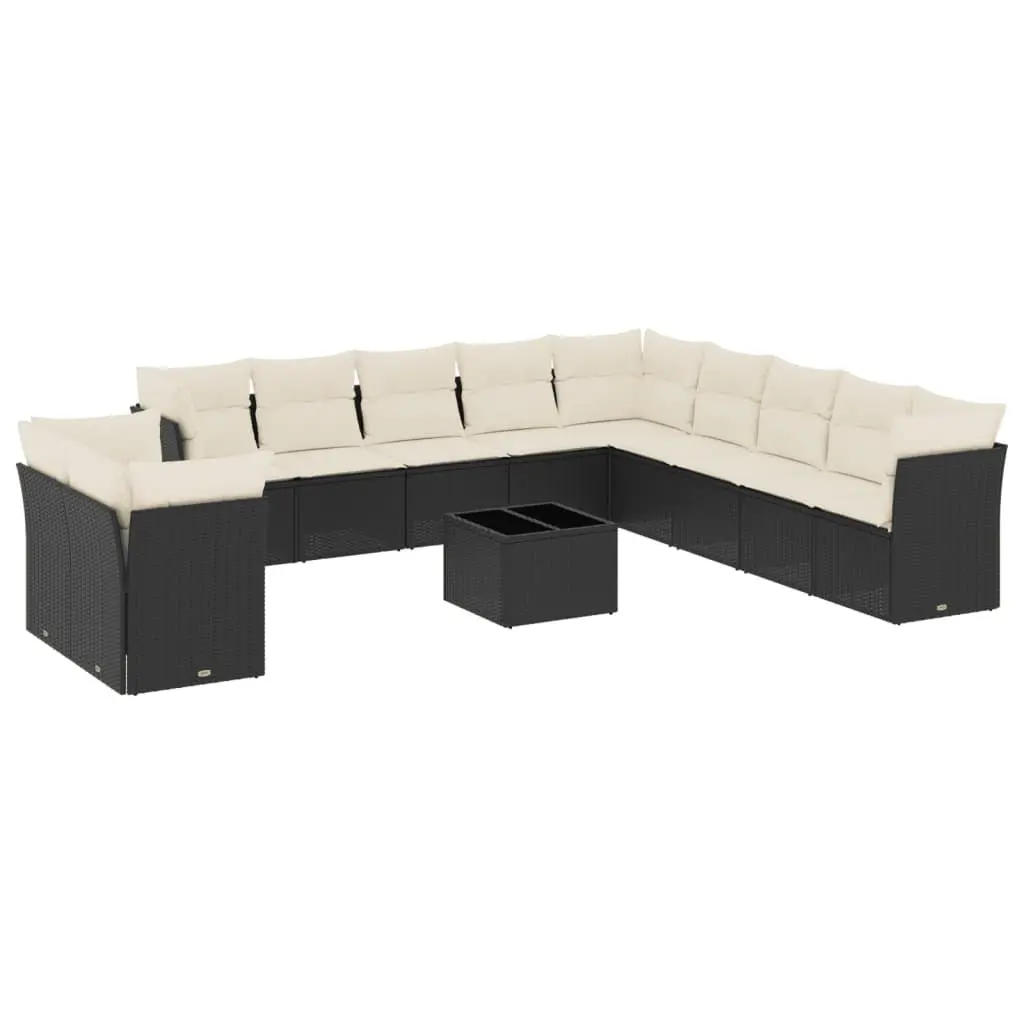 Garden Sofa Set Modular Outdoor Furniture 12 Piece Black Poly Rattan