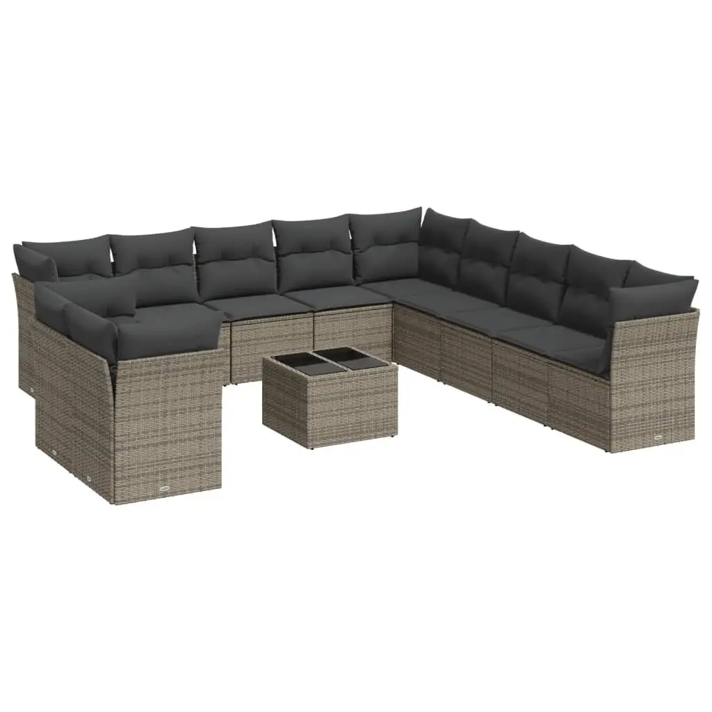 Garden Sofa Set Modular Outdoor Furniture 12 Piece Grey Poly Rattan