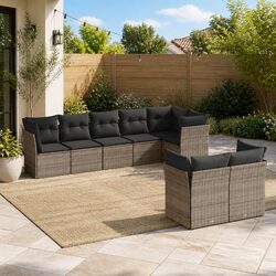 8-Piece Grey Rattan Garden Sofa Set: Practical and Versatile