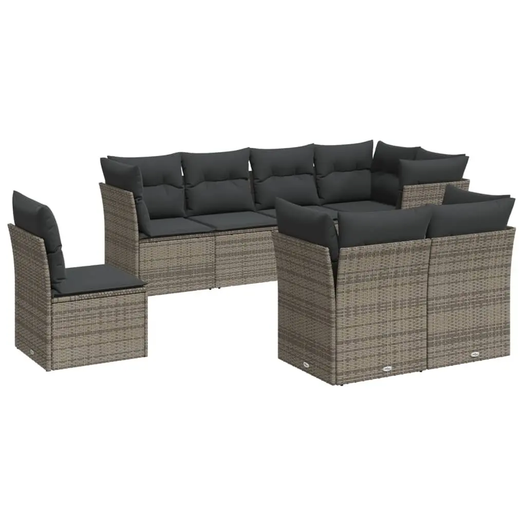 Grey Poly Rattan Garden Sofa Set 8 Pieces