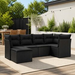 Reliable 6 Piece Black Outdoor Sofa Set with Storage