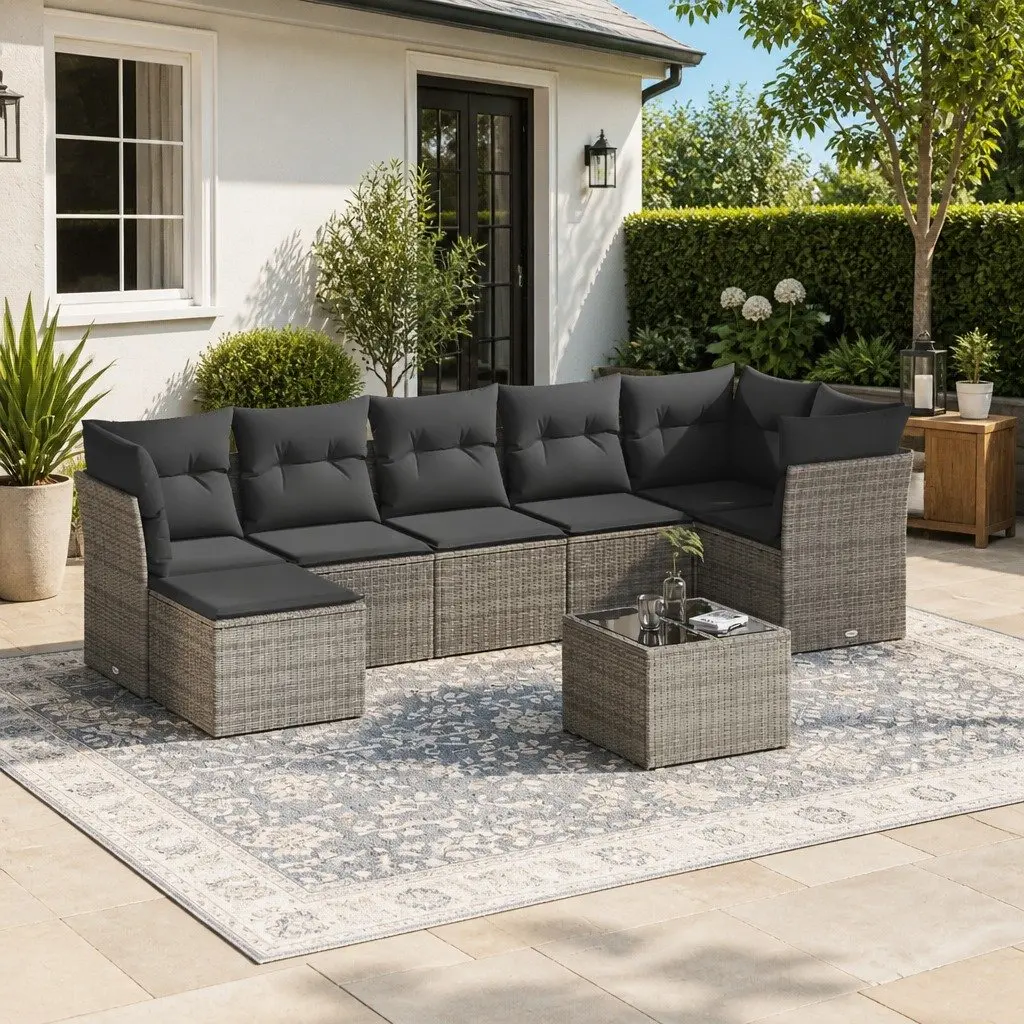 8-Piece Grey Garden Sofa Set