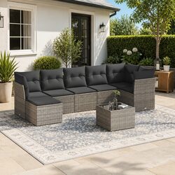 Practical and Stylish 8-Piece Grey Garden Sofa Set