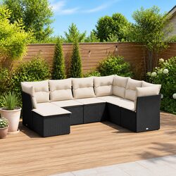 Comforting 7 Piece Garden Sofa Set with Cushions