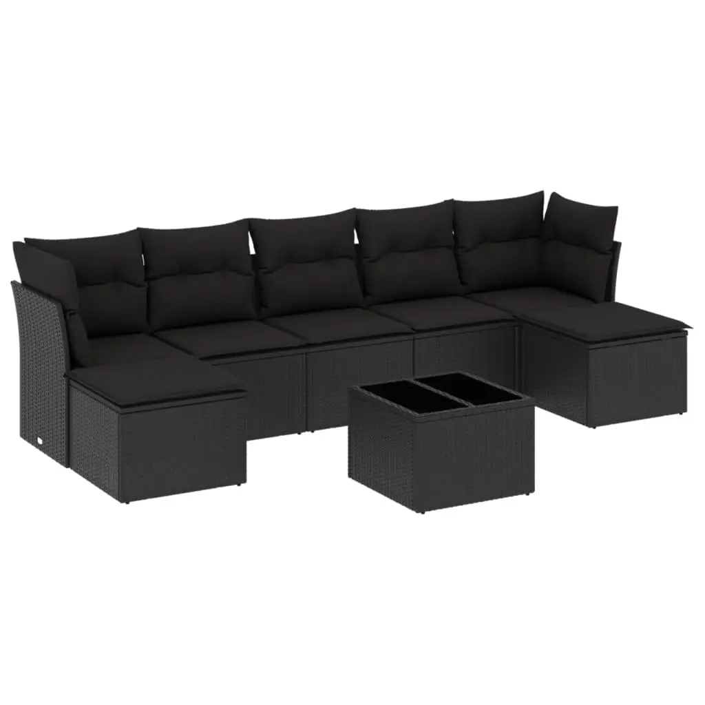 Garden Sofa Set 8 Piece Outdoor Furniture Patio Sectional Black Poly Rattan