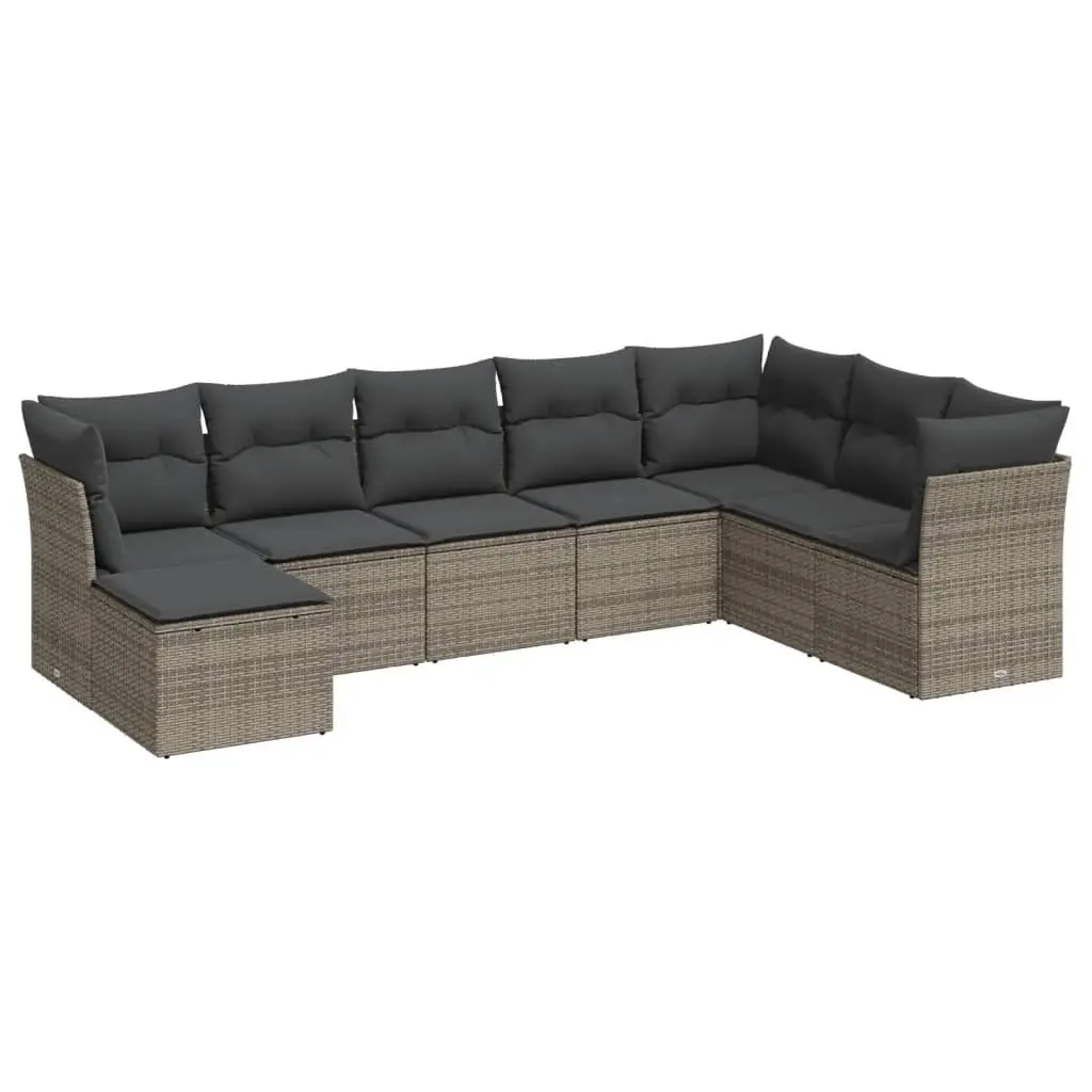 Garden Sofa Set 8 Piece Modular Outdoor Furniture Grey Poly Rattan Patio Lounge