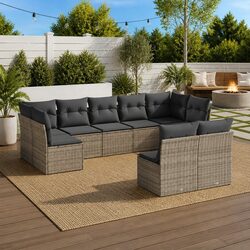 Comfortable 9 Piece Outdoor Sofa Set with Storage