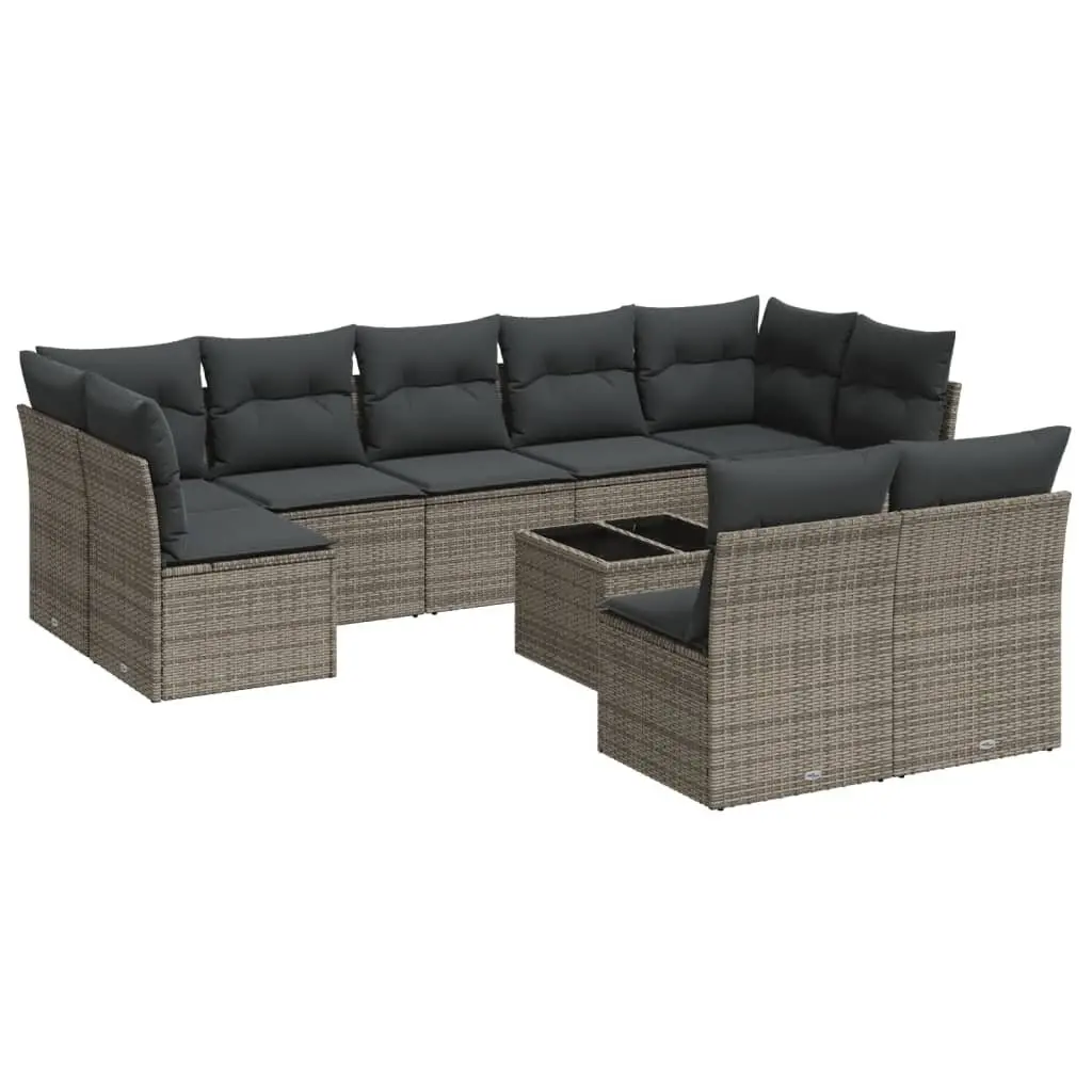 Garden Sofa Set 10 Piece Grey Outdoor Furniture Patio Rattan Modular