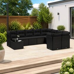 Reliable 10-Piece Black Outdoor Sofa Set for Comfort