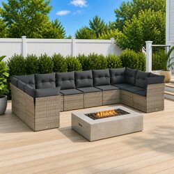 Comfortable 10-Piece Garden Sofa Set with Storage