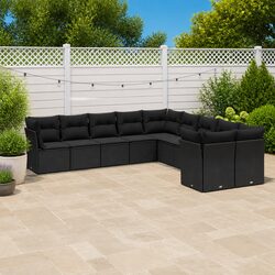 Comfortable 10-Piece Black Patio Sofa Set for Your Home