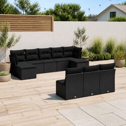 Comfortable 10 Piece Black Outdoor Sofa Set