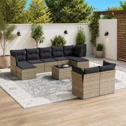 Value-Driven 10-Piece Grey Poly Rattan Sofa Set