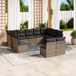 Comfortable 11 Piece Outdoor Sofa Set in Grey Rattan