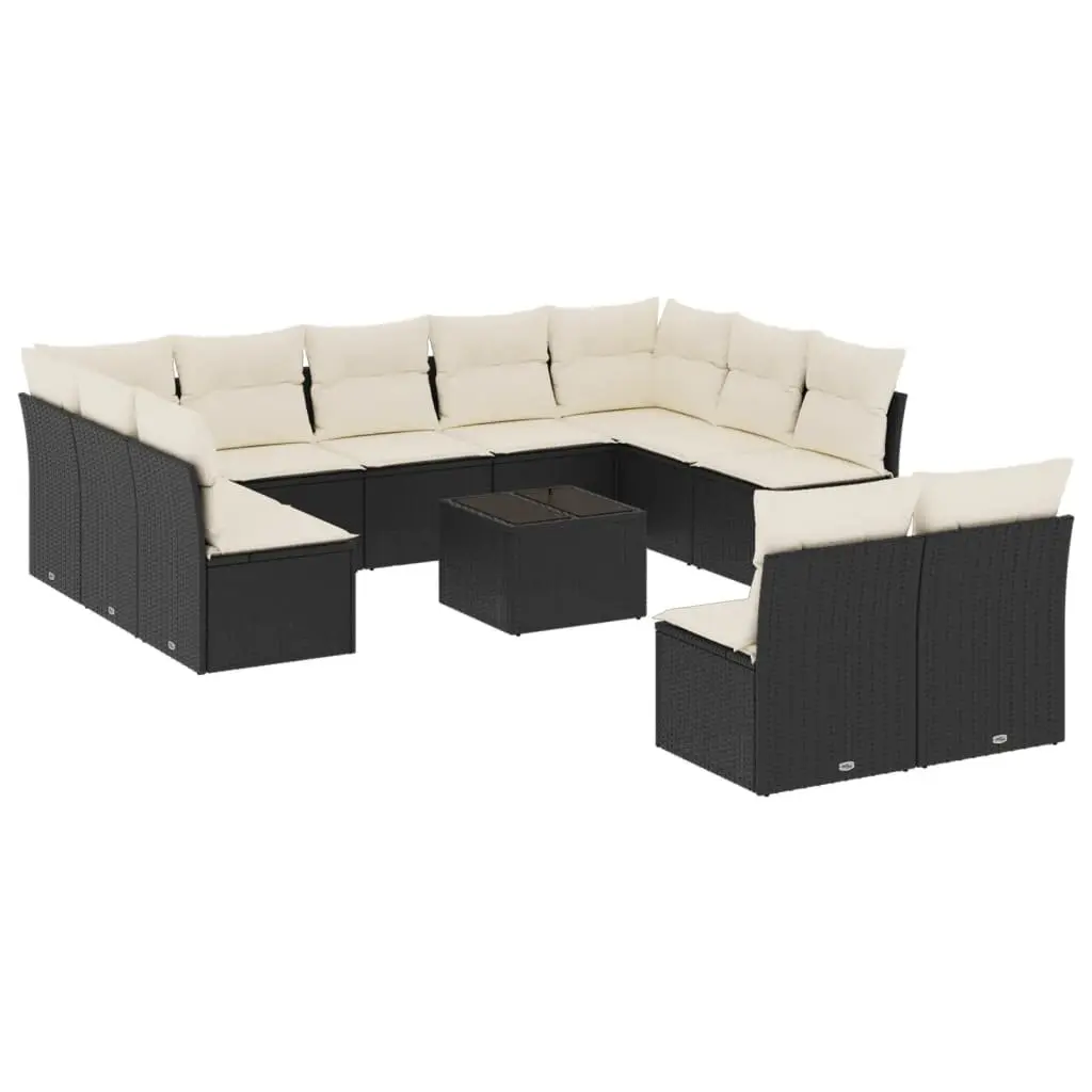 12 Piece Black Garden Sofa Set