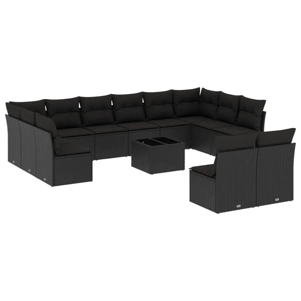 Garden Sofa Set Outdoor Furniture 13 Piece Black Poly Rattan Patio Sectional
