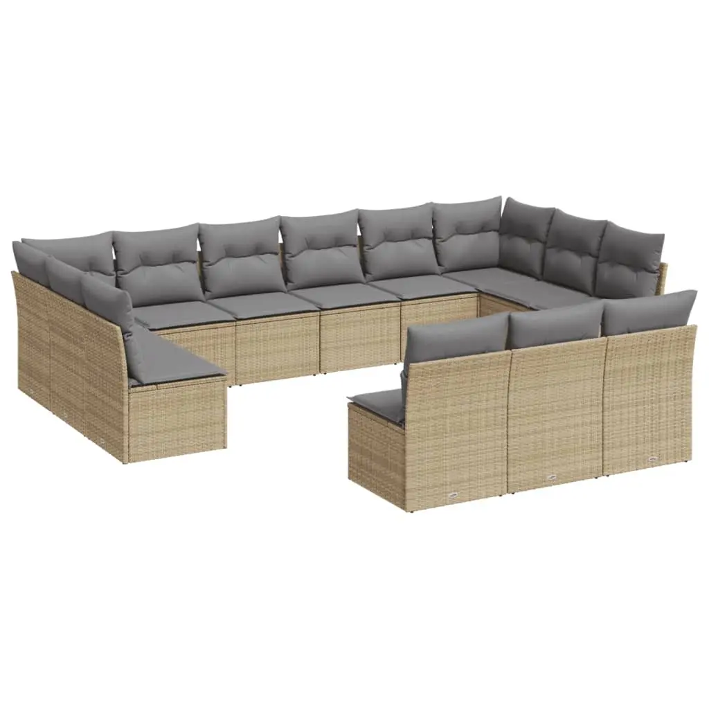Garden Sofa Set 13 Piece Outdoor Furniture Modular Beige Rattan