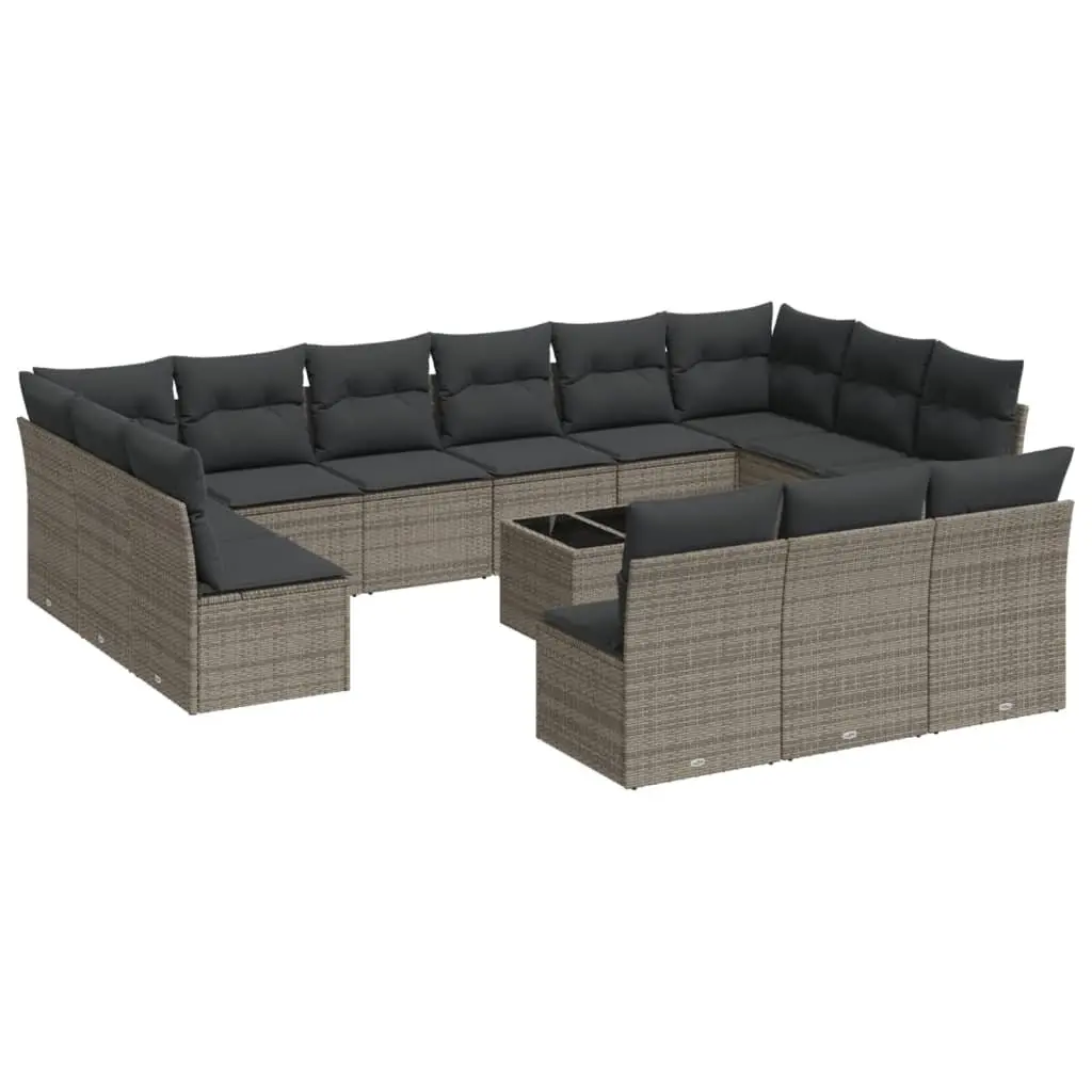 Garden Sofa Set 14 Piece Outdoor Furniture Patio Lounge Grey Poly Rattan Modular