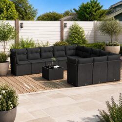 Comfortable and Versatile Black 12-Piece Garden Sofa Set