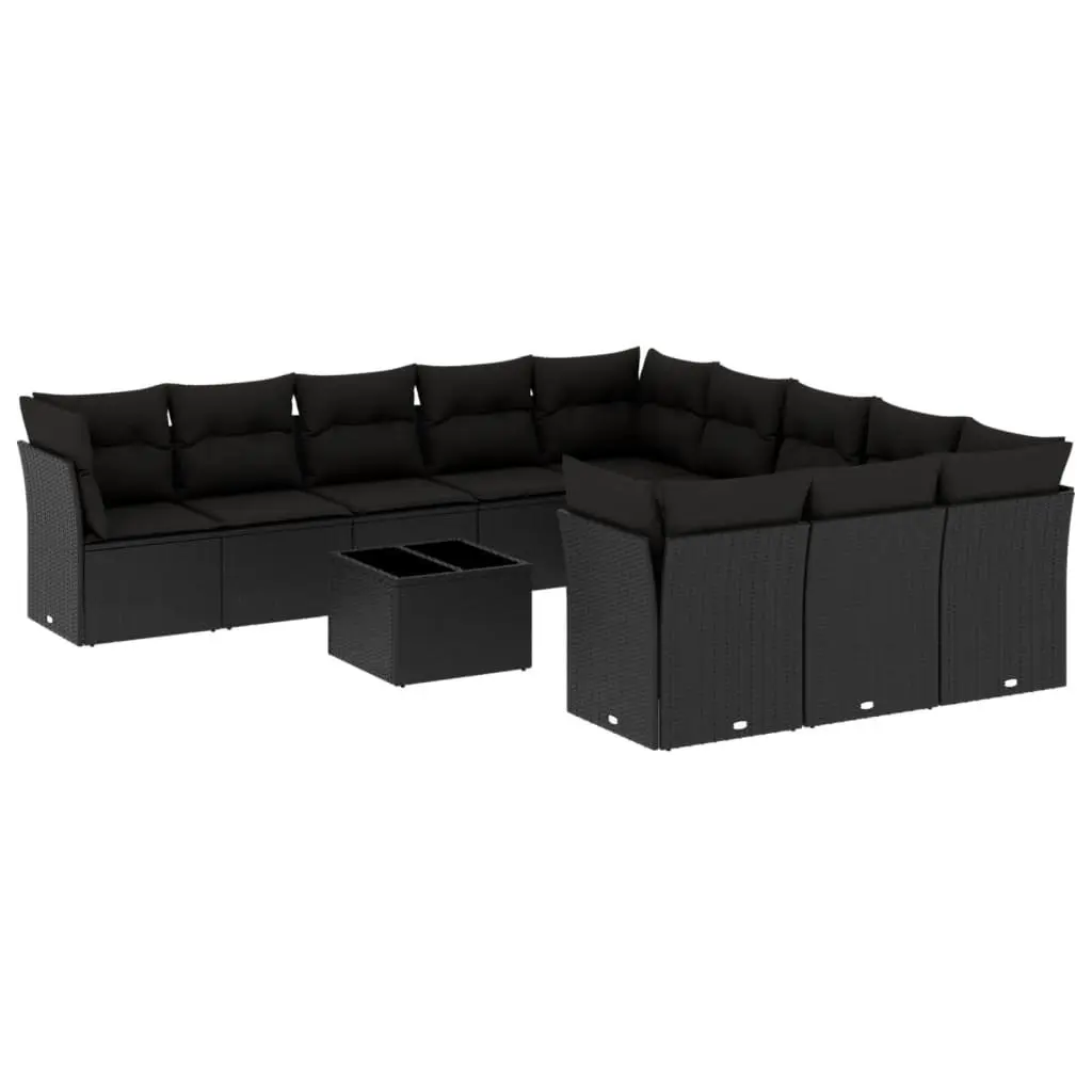 Black 12-Piece Garden Sofa Set
