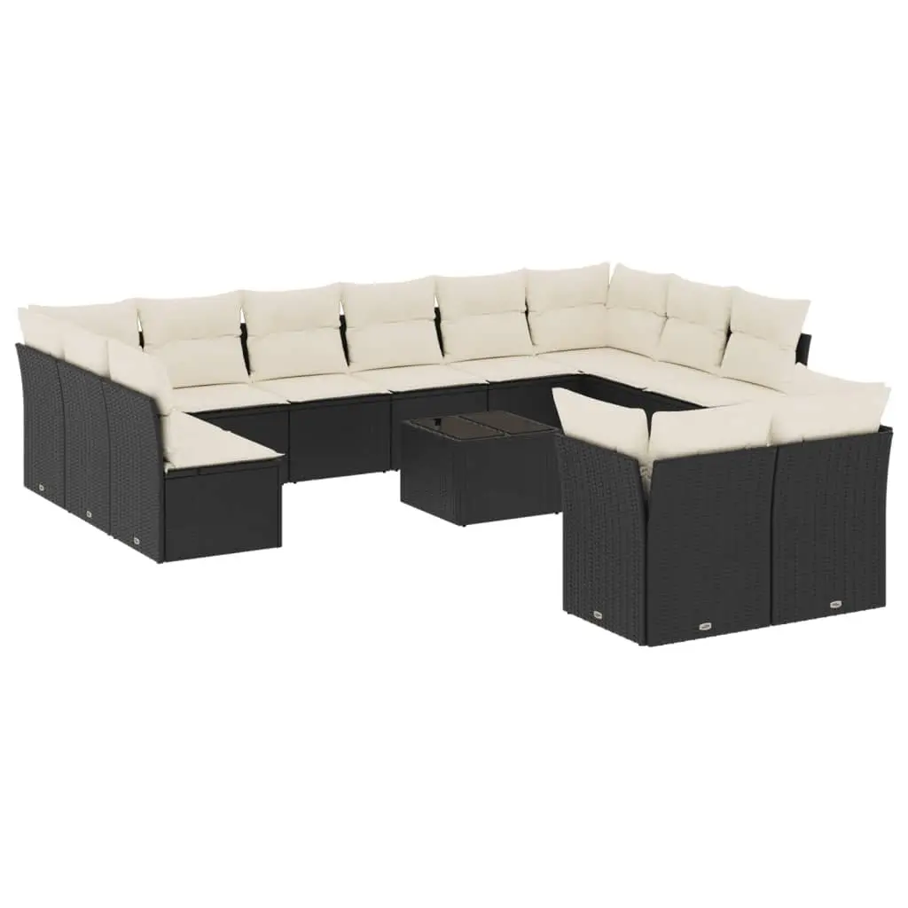 Garden Sofa Set 13 Piece Outdoor Furniture Patio Seating Black Poly Rattan
