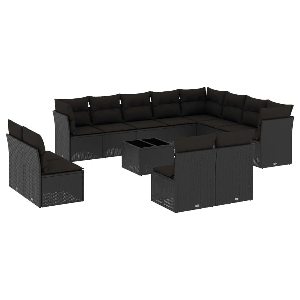 Garden Sofa Set 13 Piece Modular Outdoor Furniture Black PE Rattan Patio Seating