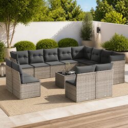 Comfortable and Practical 13 Piece Grey Garden Sofa Set