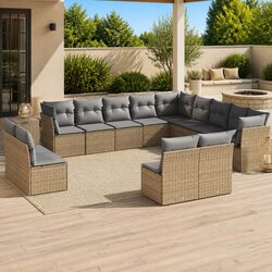 Comfort and Value in This 13 Piece Beige Sofa Set