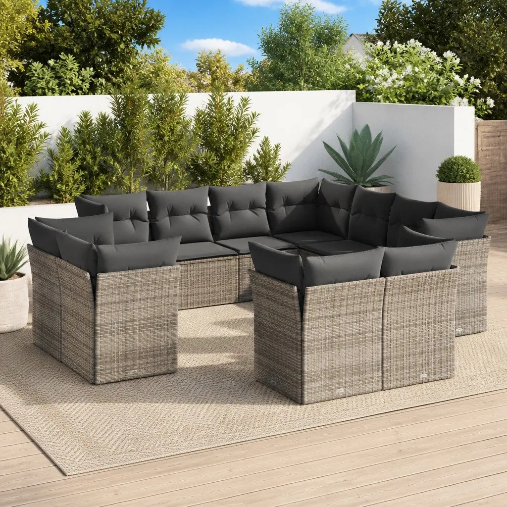 Garden Sofa Set 11 Piece Outdoor Furniture Patio Lounge Rattan Grey